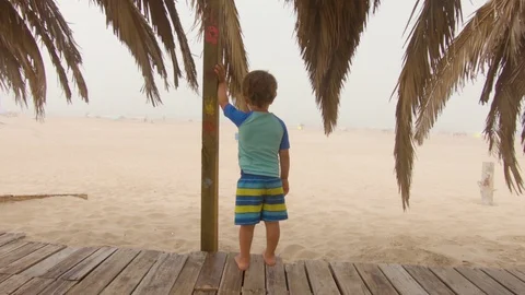 Little boy Watching the Beach Stock Footage 130096952