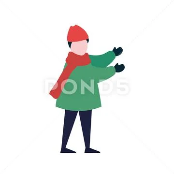 Vector Illustration of Little Boy wearing Winter Clothes Stock