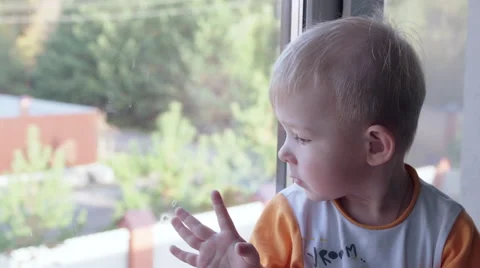 Little Boy by the Window Stock Footage 56694945