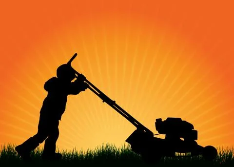 Little boy working Stock Illustration