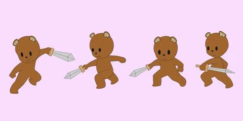 Little brown bear in action pose Ilustración de archivo