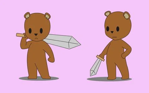 Little brown bear in action pose Ilustración de archivo