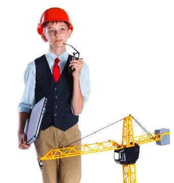 Little builder boy. 写真素材