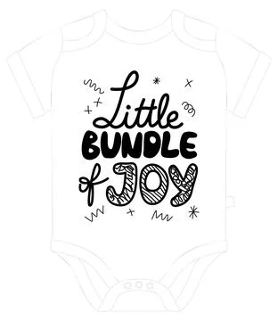 Little Bundle of Joy Hand-Drawn Lettering for Baby Onesie Stock Illustration