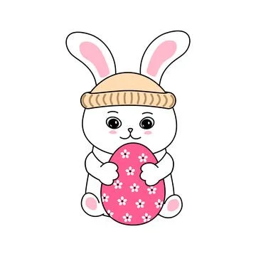 Little bunny holding an Easter egg イラスト素材