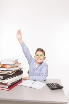 Little business boy showing success Stock Photos