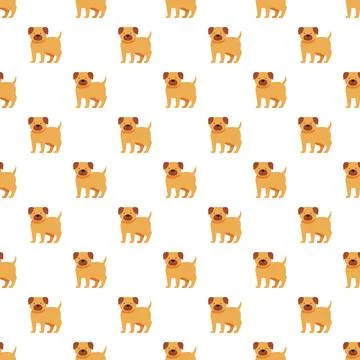Little cartoon dog seamless pattern on white background 스톡 일러스트