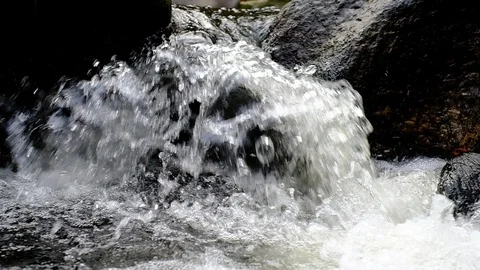 Little cascade at the river aist Stock Footage 126766343