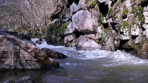 Little cascade at the river aist 库存影片 126951925