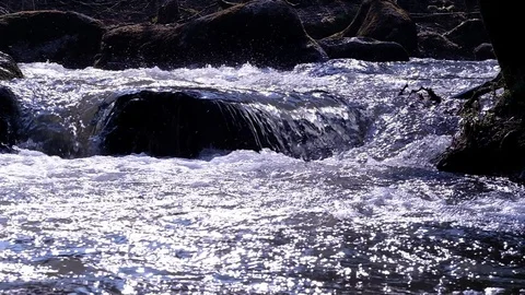 Little cascade at the river aist Stock Footage 126952113