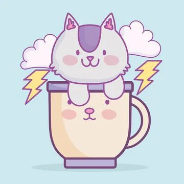 Little cat on cup Illustrazione stock