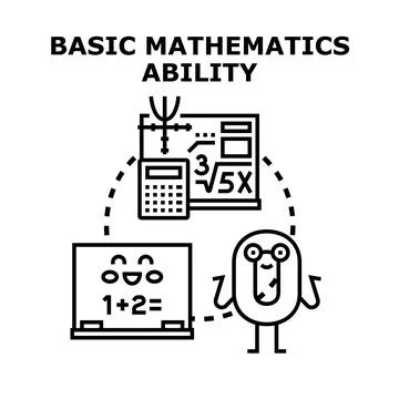 Little character learning basic mathematics ability concept Stock Illustration