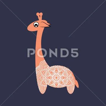 Little cheerful giraffe. Lace trim. Stock Illustration