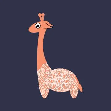 Little cheerful giraffe. Lace trim. Stock Illustration