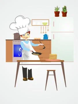 Little chef in the kitchen Stock Illustration