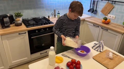A little chef makes a pizza Stock Footage 302916948