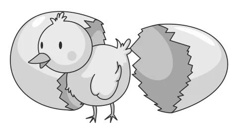 Little chick coming out of eggshell Stock Illustration