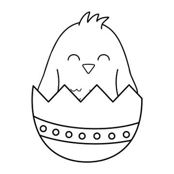 Little chick with egg broken easter character Illustrazione stock
