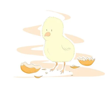 Little Chicken Hatching From Egg Illustrazione stock
