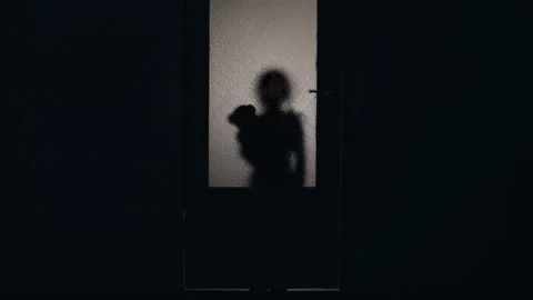 Little child ghost standing outside door of abandoned house paranormal phenomena 스톡 동영상 108757426