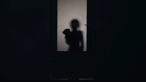 Little child ghost standing outside door of abandoned house paranormal phenomena Stock-Footage 108759330
