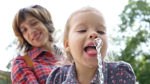 Little child girl portrait face funny dr... | Stock Video