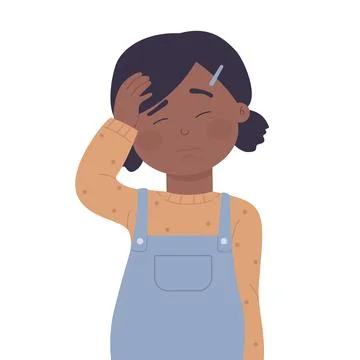 Little child with headache Stock Illustration