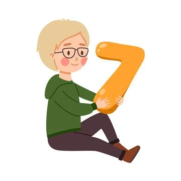 Little child learning figures and mathematics flat vector illustration isolated. Illustrazione stock
