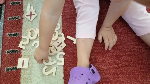 Little child learning numbers Stock Footage 93829267