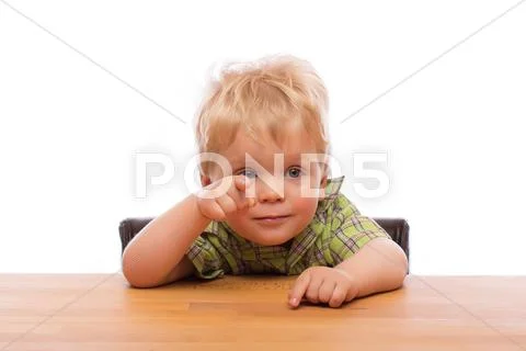 Little child pointing finger to someone Stock Photos