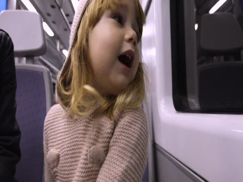Little child in train Stock Footage 71423382