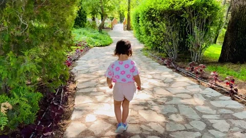 Little Child Walking on a Forest Path Video stock 311535639