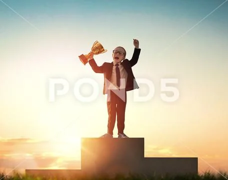 Little child is winner. Stock Photos