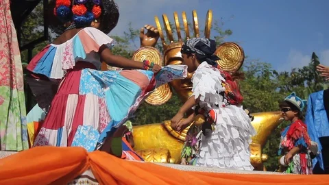 Little children dancing The Congo Dance of Panama, African-American dance Stock Footage 87489519