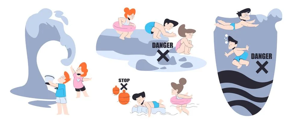Little kids in dangerous situations playing Vector Image