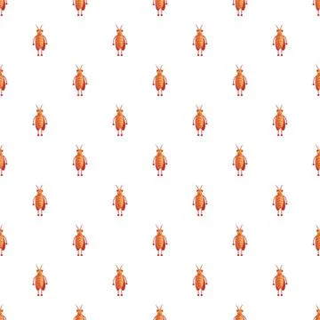 Little cockroach repeating pattern on white background 스톡 일러스트