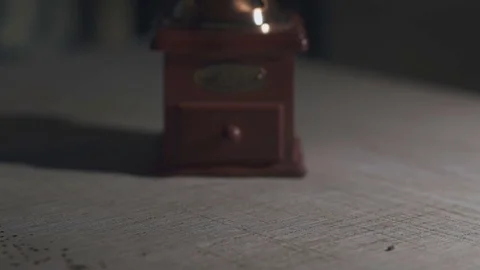 A little coffee grinder in the lamplight Stock Footage 73071141