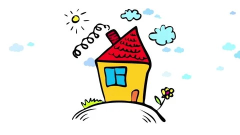 Little cottage facade built with brick and wood with small front yard under a Stock Footage 132071045