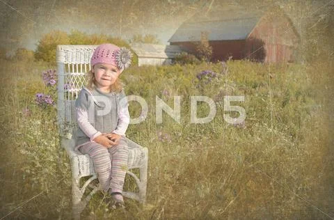 Little country girl Stock Illustration