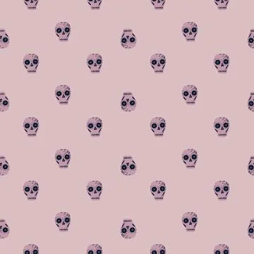 Little creative skull elements seamless holiday pattern. Mexican tradition ba Stock Illustration
