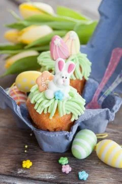 Little cupcake for easter Stock Photos
