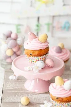 Little cupcakes for easter Stock Photos