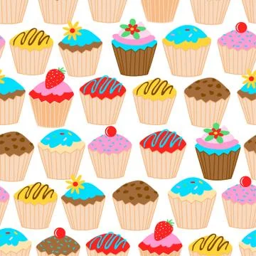 Little cupcakes seamless pattern Stock Illustration