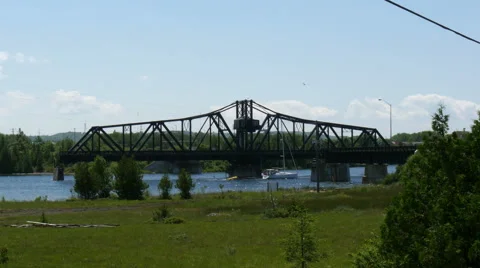 Little current swing bridge time lapse  4k UHD Stock Footage 52824097