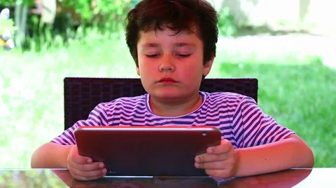 Little cute child using tablet Stock Footage 50148279