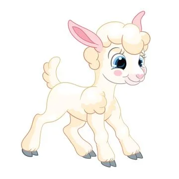 Little cute funny character vector standing lamb Stockillustratie