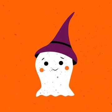 Little cute ghost. Cute ghost celebrate Halloween. Cute Ghost Vector Stock Illustration
