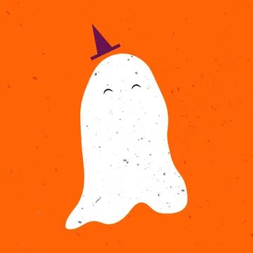 Little cute ghost. Cute ghost celebrate Halloween. Cute Ghost Vector Stock Illustration