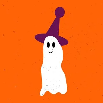 Little cute ghost. Cute ghost celebrate Halloween. Cute Ghost Vector Stock Illustration