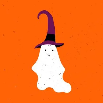 Little cute ghost. Cute ghost celebrate Halloween. Cute Ghost Vector Stock Illustration